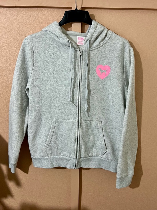 PINK Victoria's Secret Light Gray Zip-Up Sweatshirt with Pink Logo & Joggers Set - Picture 6 of 14